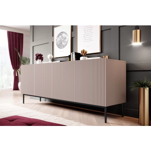Komoda Nicole 200 cm z metalowymi nogami - antyczny róż / czarne nóżki - Limitowana oferta